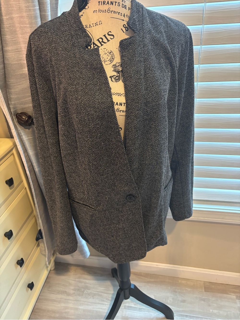 Banana Republic Charcoal Herringbone Blazer